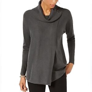 Alfani Gray Wrap Cowl Neck Sweater size small